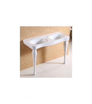 مغسلة حوضين  بورسلان ابيض - 2 ارجل اوتس صيني  1180 × 480 × 840م # 120M